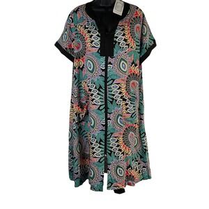 Yozly Womens House Dress Green XL Floral Short Sleeve Zipper Front Housecoat NWT